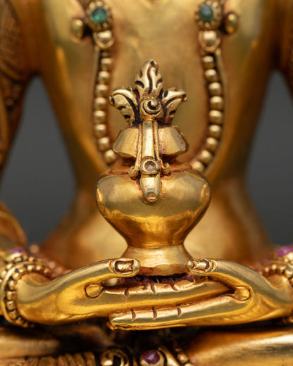Amitayus Statue | 24K Gold Fire-Gilded Copper Sculpture