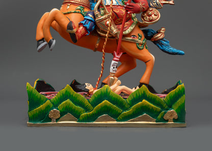 Colored Tsengo Rolpa Chudan Statue | Himalayan Protector Sculpture