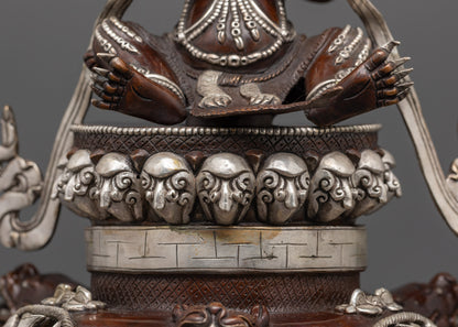 Silver-Plated Oxidized Vajradhaka Statue | Sacred Buddhist Deity
