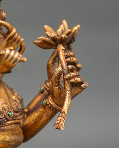 Manjuvajra Statue | Vintage Finish Buddhist Sculpture