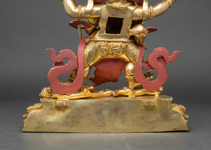 Handmade Four-Armed Mahakala Statue | Wrathful Guardian of Dharma