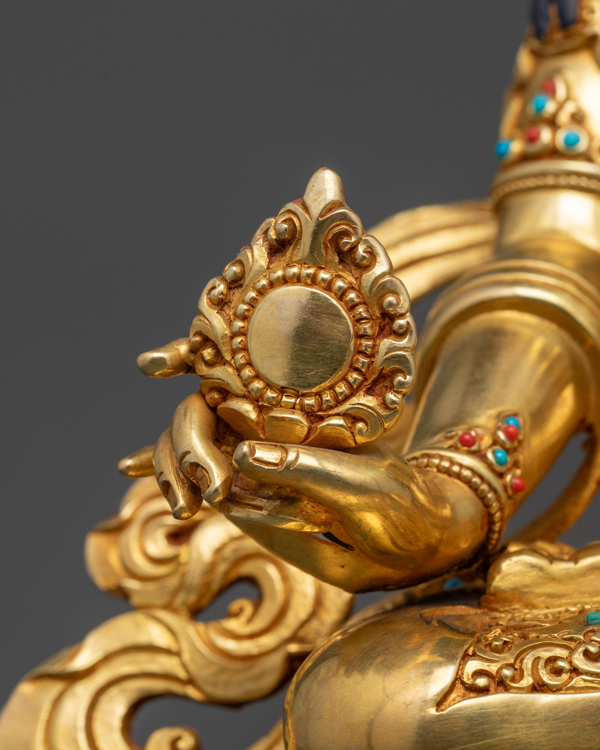 Gold Fire-Gilded Sitatapatra Dukar Statue | Buddhist Idol for Blessing