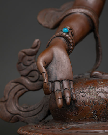 Oxidized White Tara Statue | Seven Eyed Female Buddha Sculpture