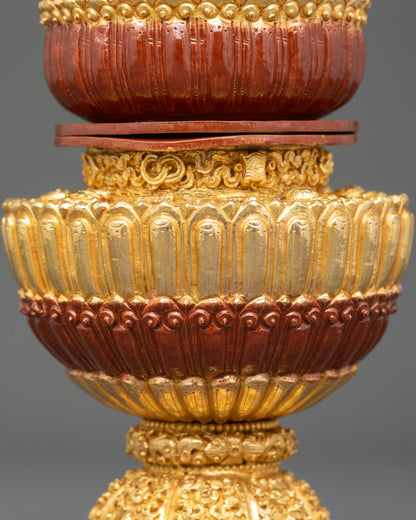Sacred Neshi Rice Pot | Gold-Plated Copper Rice Offering Vessel