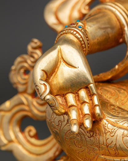 Handcrafted Green Tara Statue | Copper Himalayan Sculpture