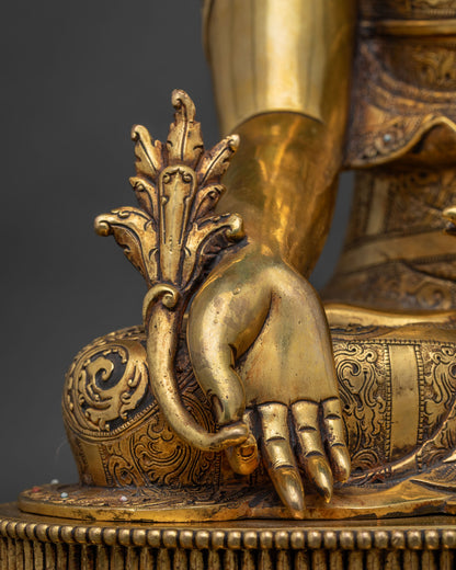 Tibetan Medicine Buddha Copper Statue for Meditation & Healing