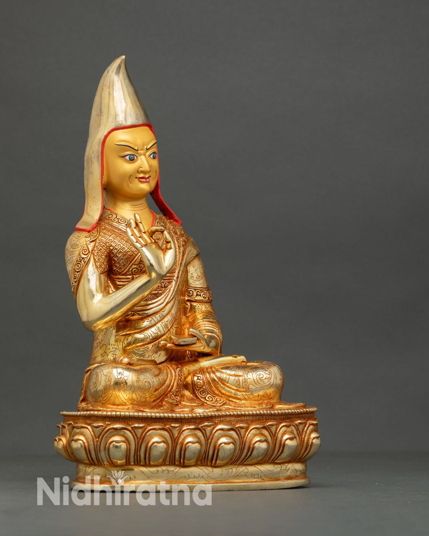 Je Tsongkhapa with Two Disciples Sculpture | Handmade in Nepal