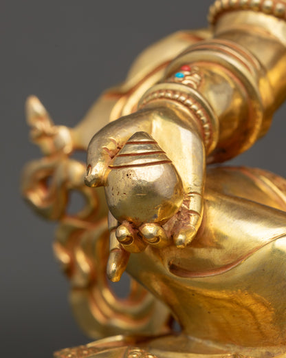 Dzambhala Ritual Statue | 24K Gold Fire-Gilded Nepalese Buddhist Art