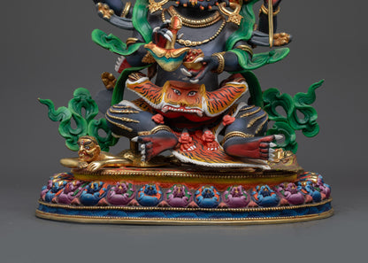 Tibetan Four-Armed Mahakala Statue | Authentic Nepalese Buddhist Art