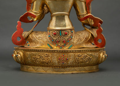 Green Tara Statue | 24K Gold Gilded Copper Buddhist Art