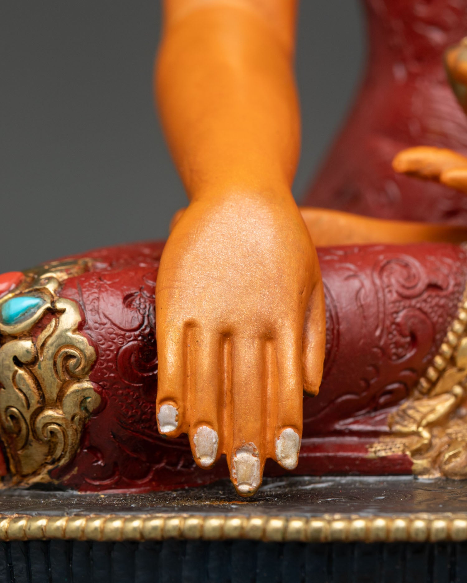 Acrylic-Painted Shakyamuni Buddha Statue | Handcrafted Nepal Art
