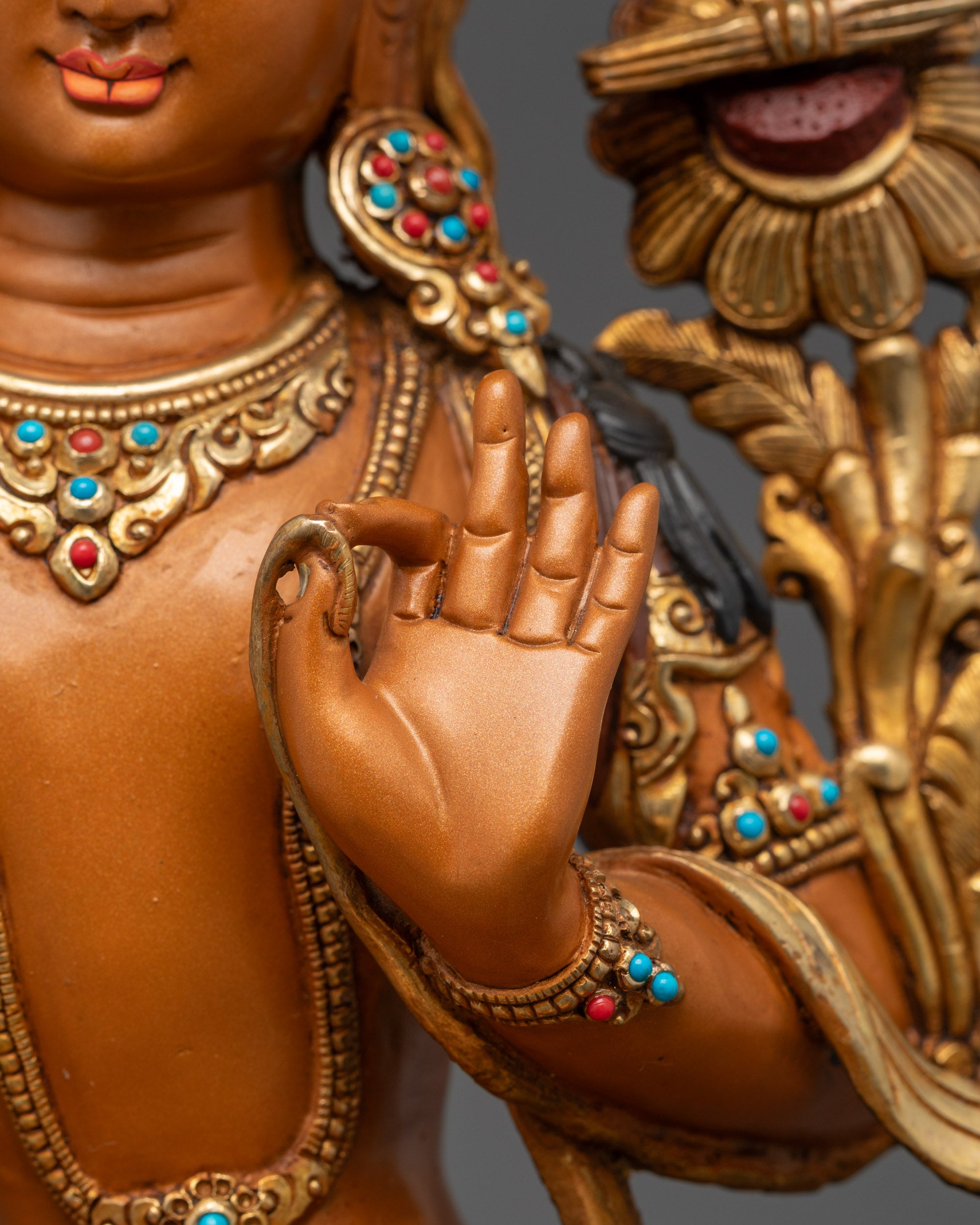 Radiant Manjushri Statue | Hand-Painted Buddhist Decor from Nepal