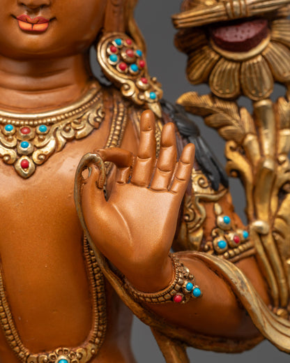 Radiant Manjushri Statue | Hand-Painted Buddhist Decor from Nepal