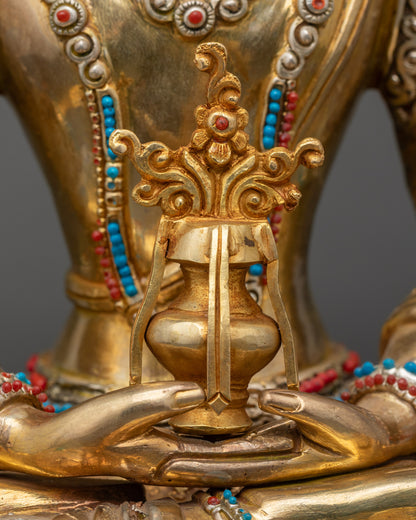 Longevity Buddha Amitayus Statue | Sacred Nepalese Sculpture for Decor