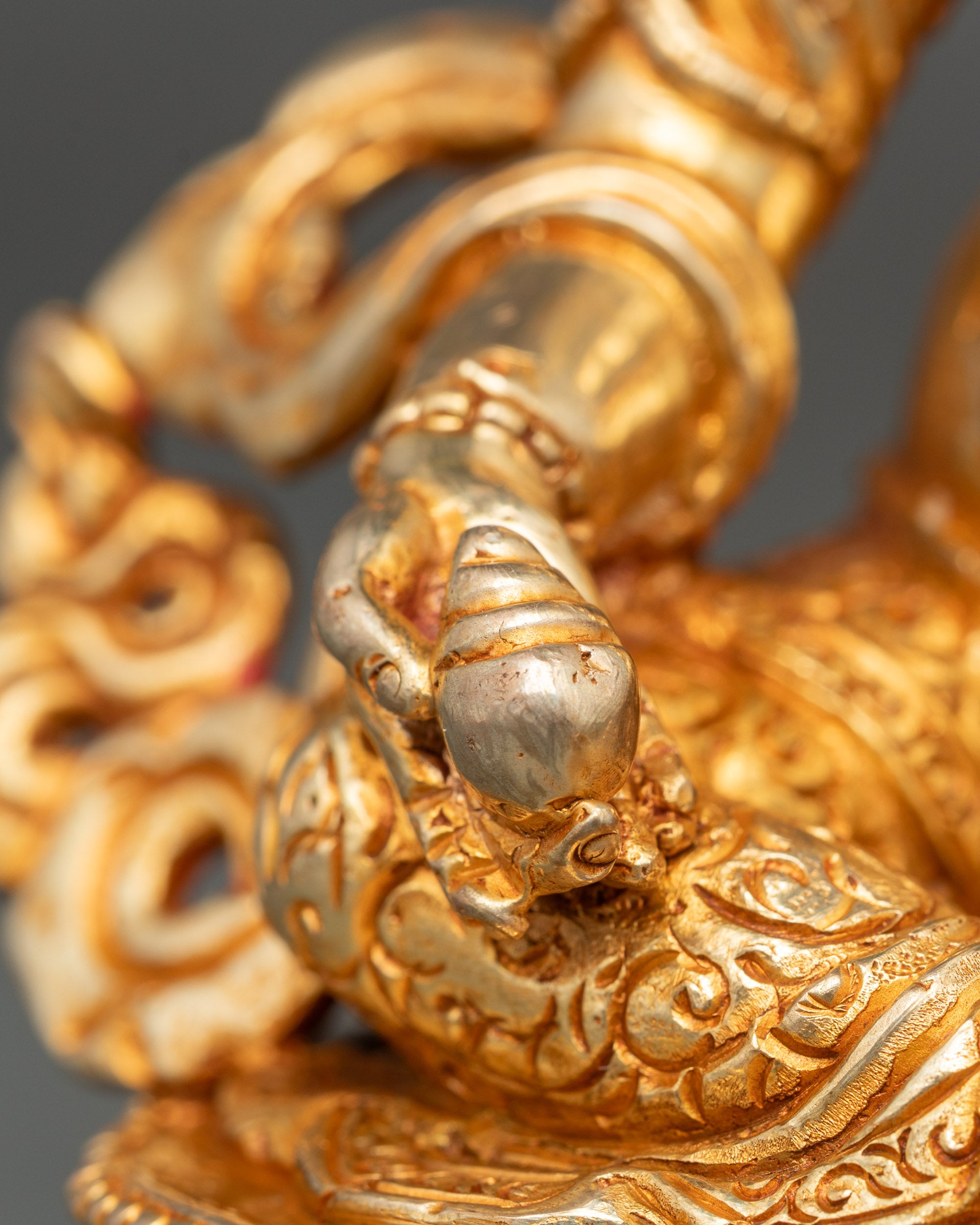 24K Gold-Gilded Copper Dzambhala Statue for Wealth and Abundance