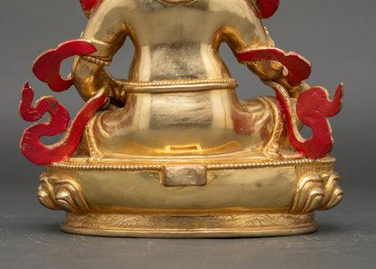 Yellow Dzambhala Statue- Handcrafted Copper Buddhist Artwork