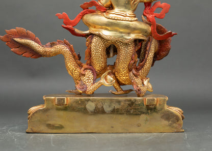 White Dzambhala Statue | 24K Gold Wealth Deity from Nepal