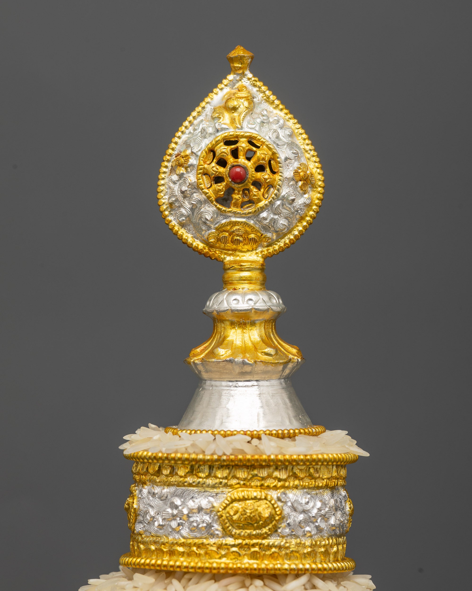 4-inch Tibetan Mandala Set | Offering Set with Silver & Gold Plating