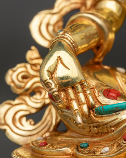 Hand-Carved Buddhist Deity Green Tara Statue for Sacred Space