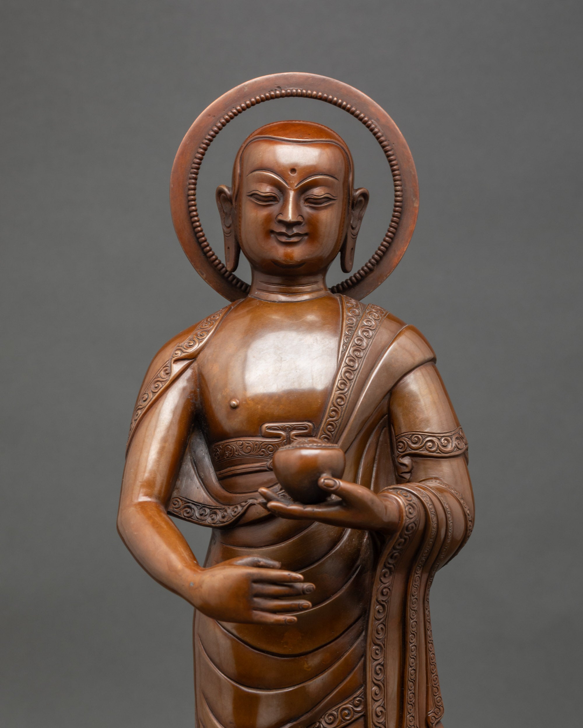 Hand-carved Sculpture of Buddha's Two Disciples