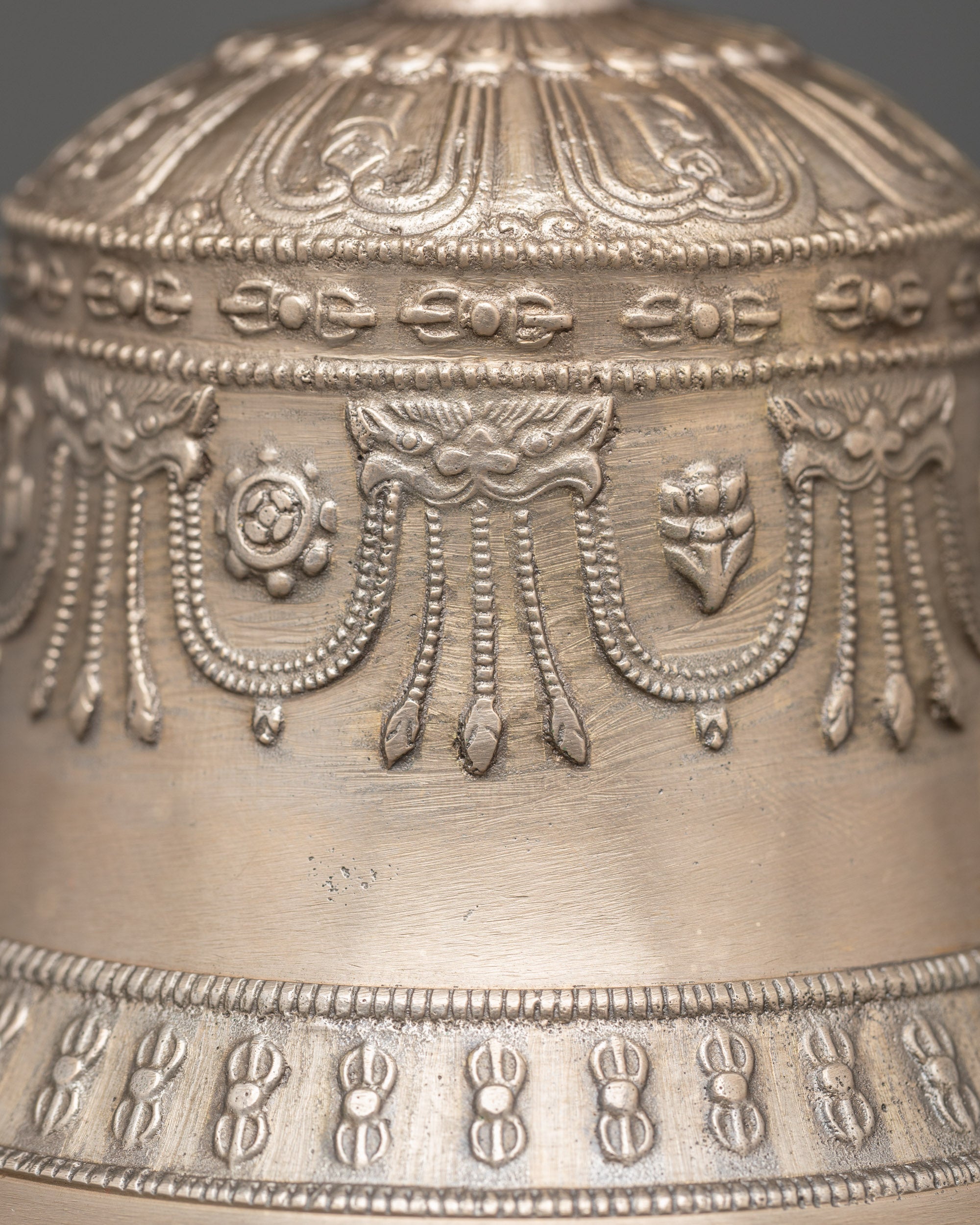 Handcrafted Vajra and Bell Set | Bronze & Silver Tibetan Instruments