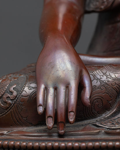 Oxidized Copper Shakyamuni Buddha Statue | Handcrafted in Nepal
