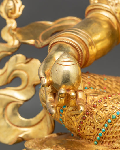 Golden Dzambhala Statue for Prosperity | Nepalese Ritual Artwork