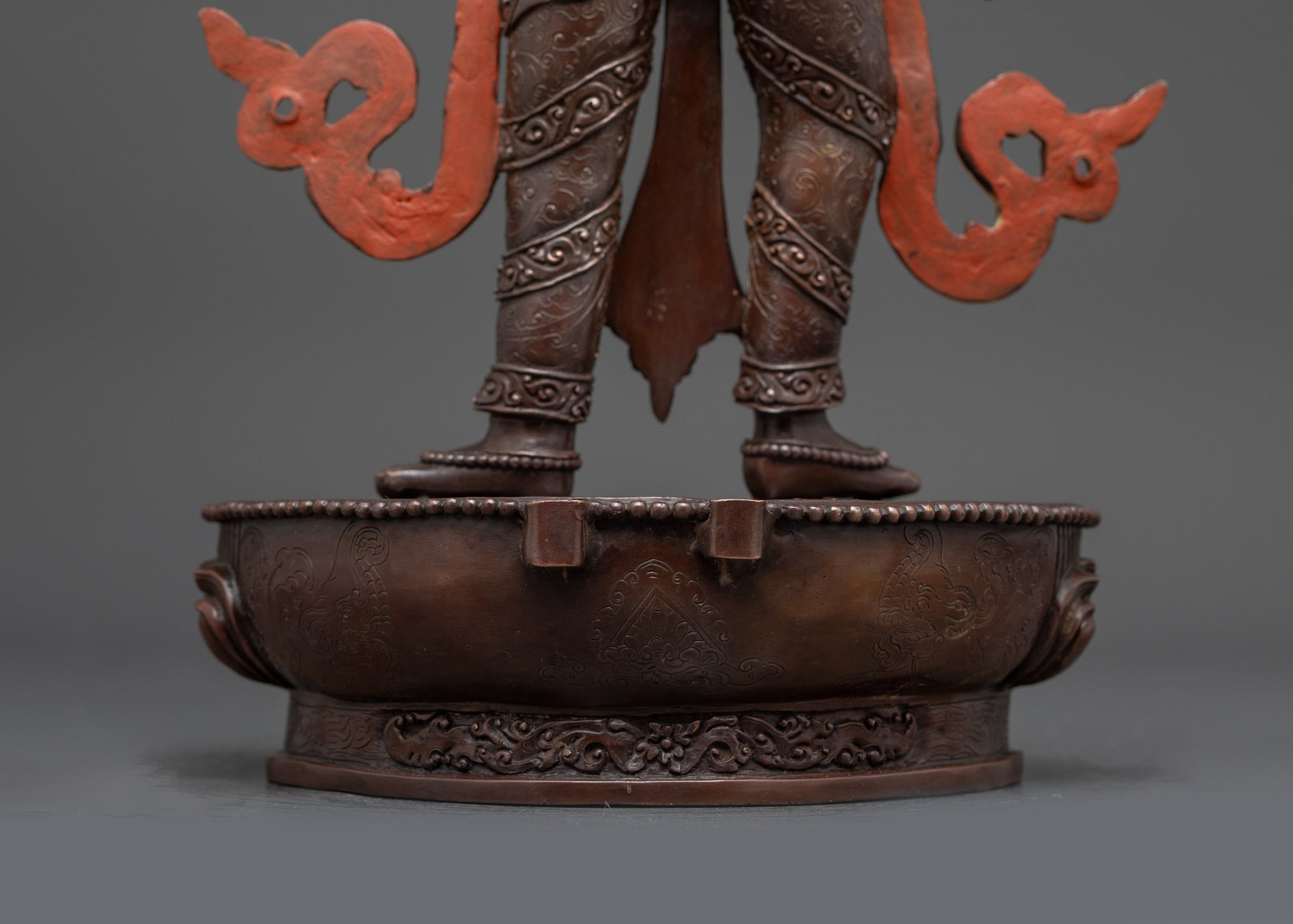 Standing Chenrezig Statue | Dark Oxidized Copper Buddhist Sculpture