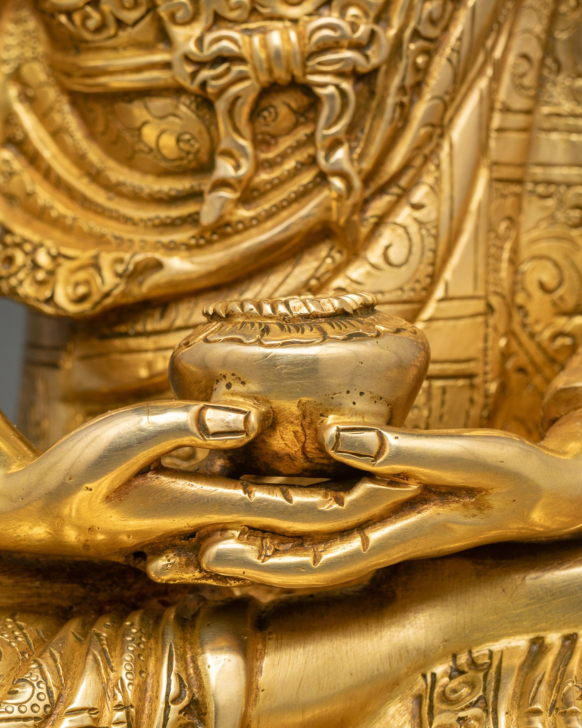 Amitabha Buddha Statue | 24K Gold Fire-Gilded Copper Decor