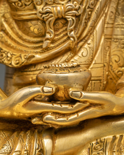 Amitabha Buddha Statue | 24K Gold Fire-Gilded Copper Decor