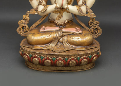 Beautiful Chenrezig Statue | Handmade Tibetan Buddhist Decor