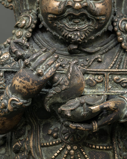 Sakya Mahakala Statue | Antique Finished Copper Buddhist Sculpture