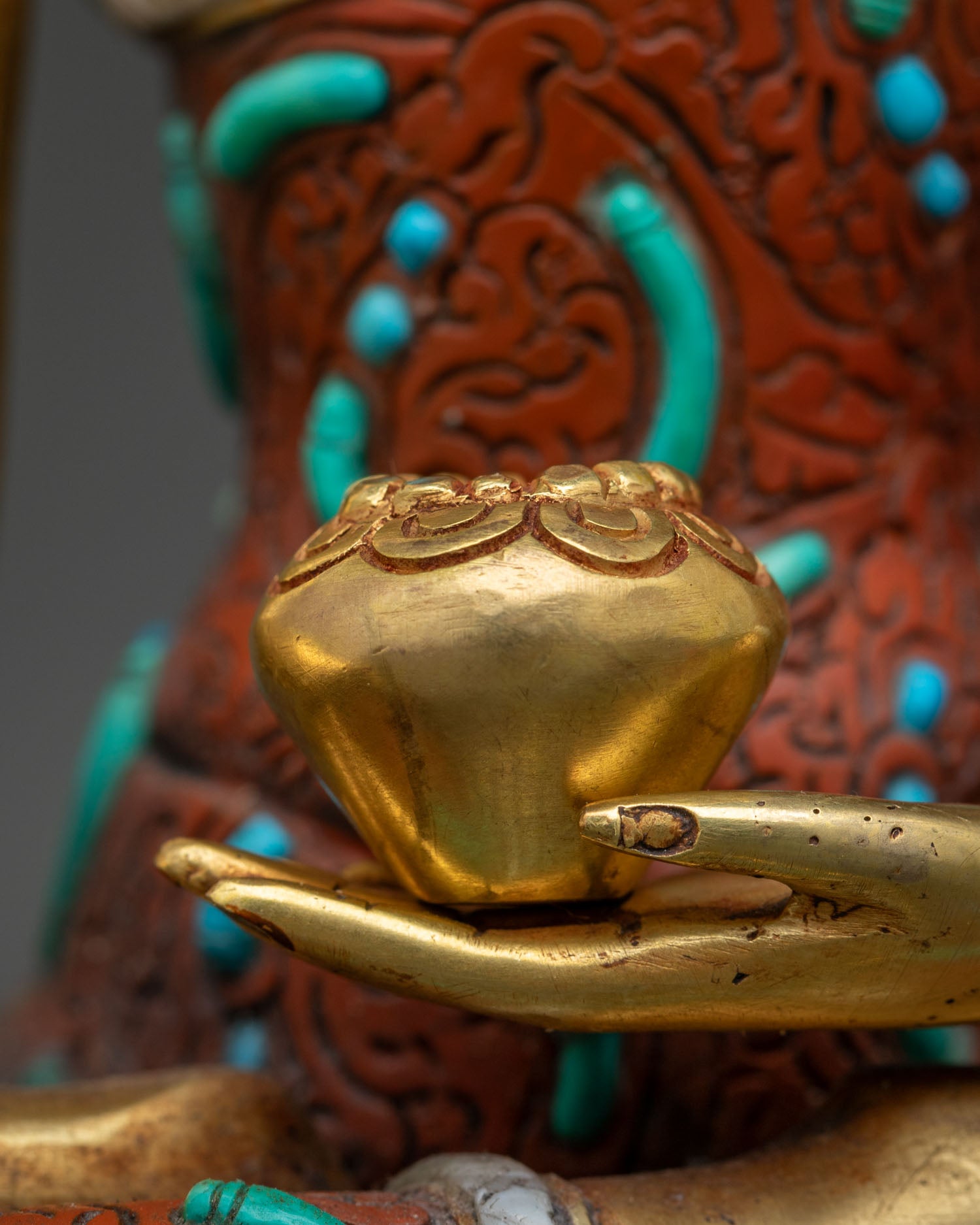 Shakyamuni Buddha Statue | Gold Fire-Gilded Buddhist Sculpture