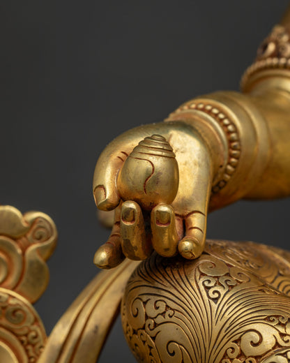 Yellow Dzambhala Statue from Nepal | God of Wealth & Abundance