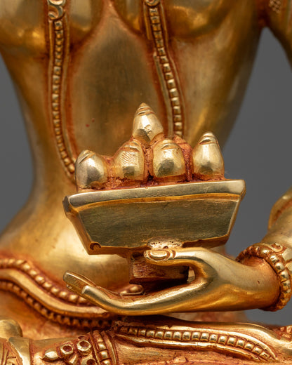 Gold-Gilded Ksitigarbha Statue | Traditional Buddhist Art from Nepal