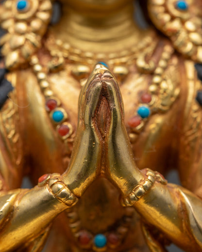 Handcrafted Chenrezig Statue | Tibetan Buddhist Compassion Figurine