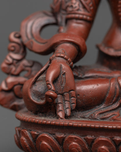 Oxidized White Tara  Meditation Sculpture | Traditional Himalayan Art