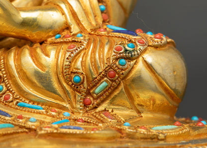 Guru Rinpoche Statue | Handcrafted Gold Fire-Gilded Copper Art