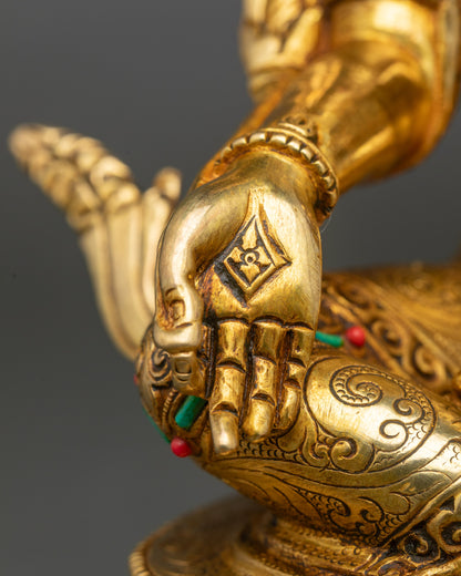 Goddess Green Tara - Nepalese Artisan Copper Sculpture