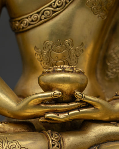 Crowned Three Buddha Set Statue | Traditional Newari Craft & Art