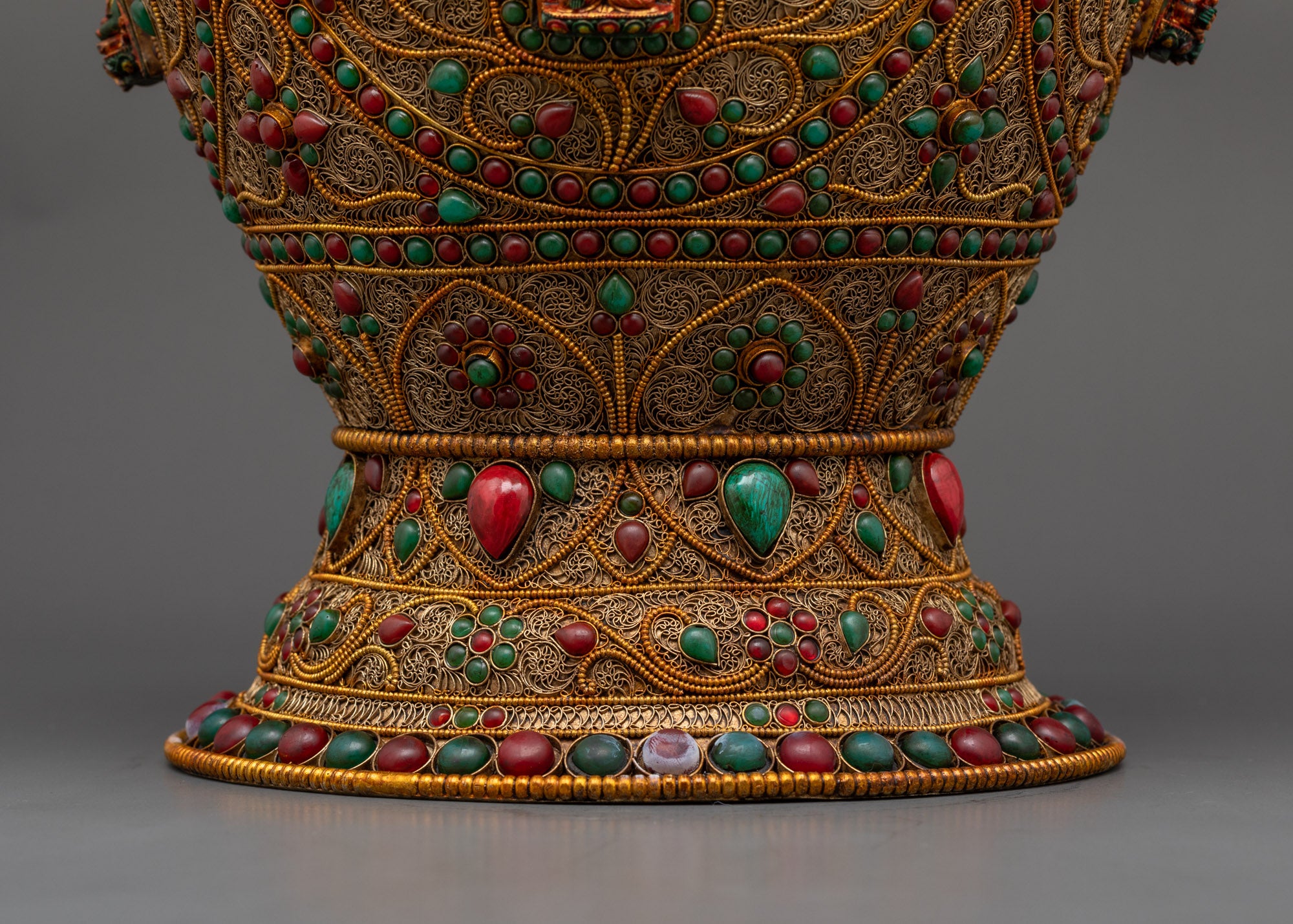 Divine Tibetan Rice Pot | Sacred Vessel for Buddhist Altar Offerings