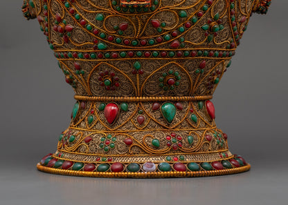 Divine Tibetan Rice Pot | Sacred Vessel for Buddhist Altar Offerings