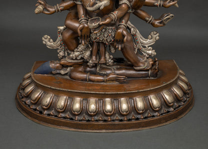 14-armed Mahakala Yab-Yum Statue | Tantric Manifestation of Mahakala
