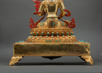 Large Manjushri on Throne Statue | Spiritual Wisdom Deity