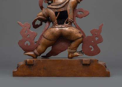 Oxidized Copper Vajrapani Statue | Nepalese Buddhist Guardian Sculpture