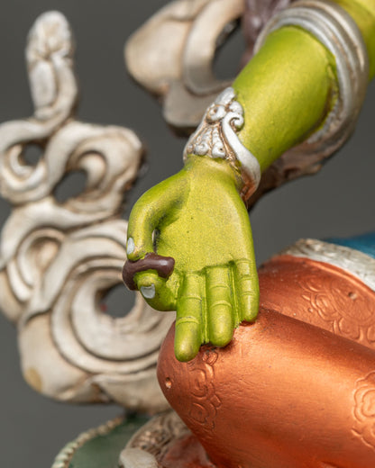 Green Tara Deity Statue | Hand-Painted Buddhist Figurine