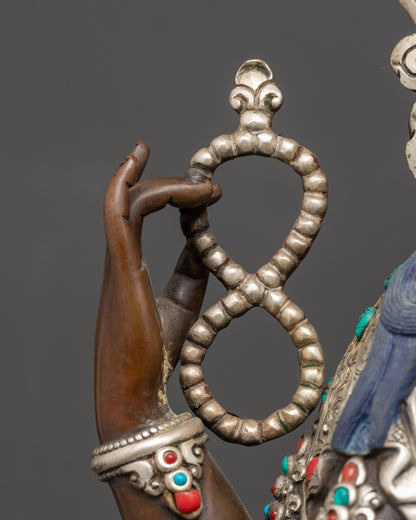 Oxidized Chenrezig Statue | 24K Gold-Gilded Face of Avalokiteshvara