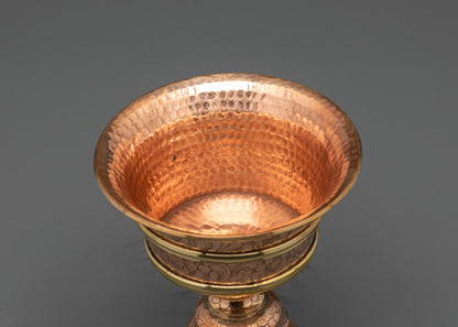 Handcrafted Copper Butter Lamp | Tibetan Buddhist Offering Light Nepal