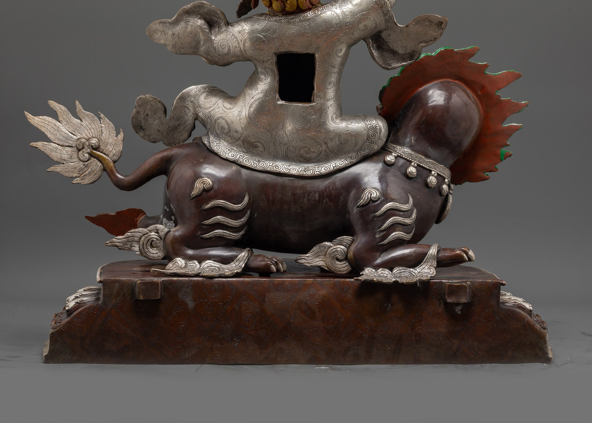 Dorje Legpa Statue 29.7” | Silver Plated Copper