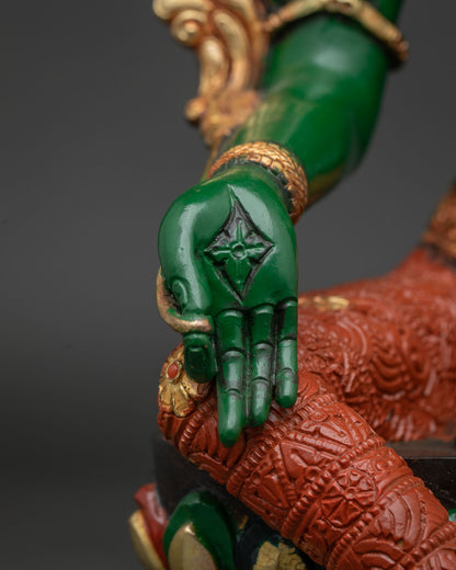 Goddess Green Tara Statue | Acrylic-Painted Compassion Deity Idol